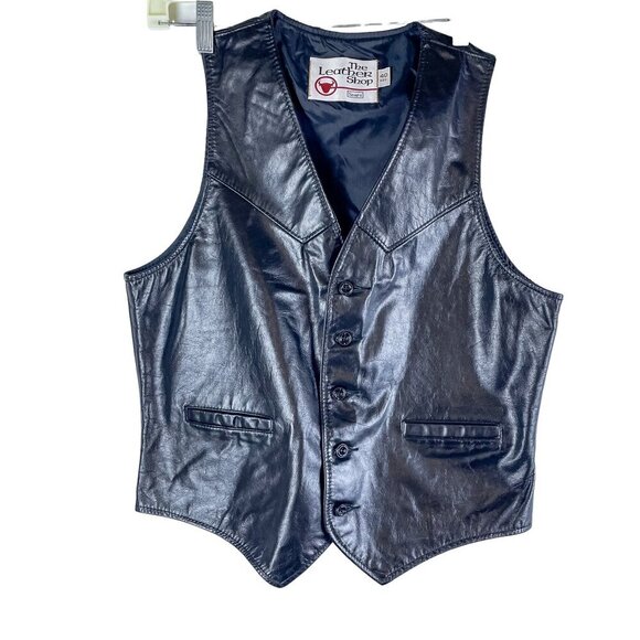 Vintage Sears Leather Shop Mens Vest size 40R Leather Motorcycle Biker Vest - Picture 1 of 12